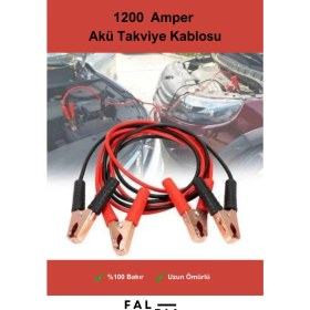 Resim Premium Seri %100 Bakır Kalın Kablo 1200 Amper Güçlü Araç Oto Akü Takviye Hızlı Şarj Kablosu 1 Adet 