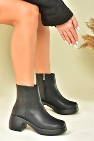 Resim Fox Shoes Siyah Kalın Kısa Topuklu Günlük Kadın Bot N282210209 