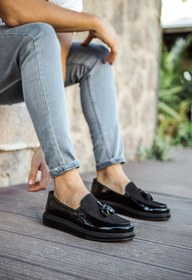 Resim Genel Markalar MN002 - RST Loafer Verniciata Erkek Ayakkabı SIYAH 