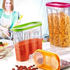 Resim MiraLive 2 Kapaklı Ölçekli Erzak Kuru Gıda Saklama Kutusu Kabı - 1,7 Litre - SA935 (K95) 