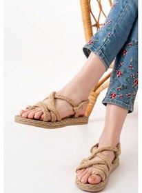 Resim Bej Hasır Kadın Sandalet Bej 