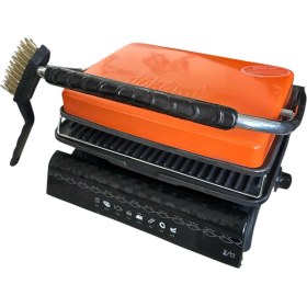 Resim Bizden Eve Ultra Plus Organik Demirdöküm Izgara& Tost Makinası Turuncu Izgara Aparatlı ,Fırçalı,Yağdanlık 