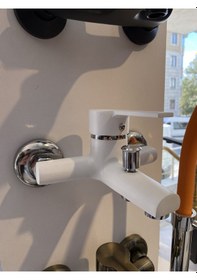 Resim İsaoğlu Yapı Duş Sistemi Beyaz Duş Seti Batarya Dahil Komple Set Tepe Yağmurlama Duş Sistemi Beyaz 