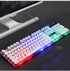 Resim Lımeıde Gtx300 104 Tuşlu Retro Yuvarlak Tuş Kapağı Usb Kablolu Fare Klavyesi, Kablo Uzunluğu: 1,4 M, Renk: Punk Tek Klavye Beyaz 