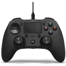 Resim Teltree Siyah Usb Kablolu Ps4 Oyun Kolu, Çift Joystick Ve Dokunmatik Panel İle Ps4/pro/slim Uyumlu 