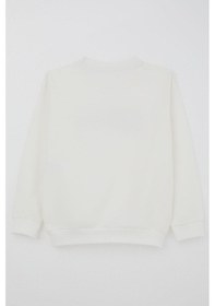 Resim Breeze Erkek Çocuk Sweatshirt Yazı Baskılı 8-14 Yaş, Ekru Ekru 