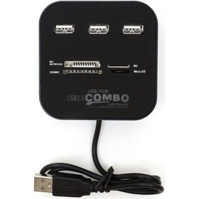Resim 7 Port USB 2.0 Combo HUB Çoklayıcı Multi Çoklu Kart Okuyucu 