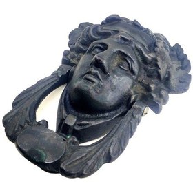 Resim Antika Tarz Dekoratif Pirinç Sezar Kapı Tokmağı, Taktak - Oksit 