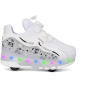 Resim Nisanur Shoes Çocuk Ortopedik Patenli Işıklı Tekerlekli Spor Ayakkabı & Patenli 4 Tekerli Rahat Ayakkabı 