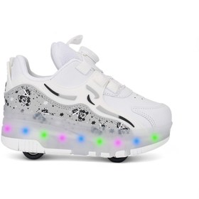 Resim Nisanur Shoes Çocuk Ortopedik Patenli Işıklı Tekerlekli Spor Ayakkabı & Patenli 4 Tekerli Rahat Ayakkabı 