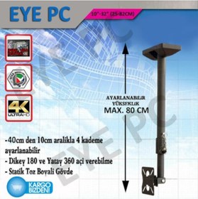 Resim 32 İnç 82 Ekran Tavan Askı Aparatı Max Metal Kademeli 
