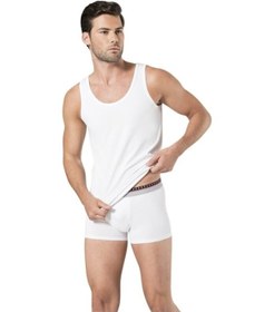 Resim Pierre Cardin Erkek Bordo Pijama Takımı Beyaz Atlet Ve Boxer Seti Bordo 