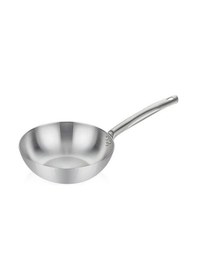 Resim Çelik Wok Tava 28 Cm Paslanmaz Çelik Gri 