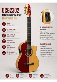 Resim Valares Qcg2302c Elektro Klasik Gitar 39 İnç 4/4 Kesik Kasa 4 Bant Ekolayzerli Sahne Ve Amfi Uyumlu Çift Renk 