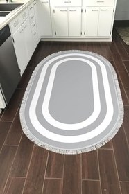 Resim Eko Trend Djt Banyo Paspası Yıkanabilir Kaymaz Taban 2229m Oval Bordürlü 2229M-Trend-Banyo-Oval, Gri-Beyaz, 80 x 120 