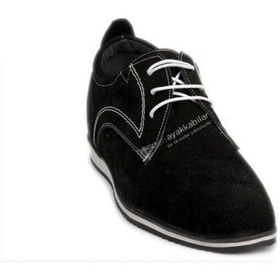 Resim S56 +7 Cm Gizli Topuklu Siyah Süet Ayakkabı 