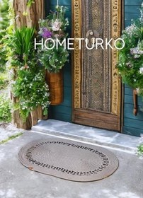 Resim Doğal Jüt ve Pamuklu Kapı Önü Paspası – Kaymaz Tabanlı, Dekoratif ve Dayanıklı, İç ve Dış Mekan Kullanımı için, Banyo, Balkon, Teras ve Evcil Hayvan Alanlarına Uygun (Gri, 60 * 90) 