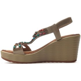 Resim Guja Kadın Taş Detaylı Dolgu Topuklu Günlük Sandalet 25y 25y155-2 Z Bej Bej 