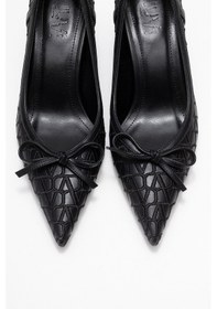 Resim Luvishoes Luvi Shoes Camden Siyah Desenli Fiyonklu Kadın Topuklu Ayakkabı Siyah 