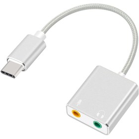 Resim Microsonic Type-c Sound Card Kablo, Type-c To 3.5mm Kulaklık Ve Mikrofon Çevirici Adaptör Gri 