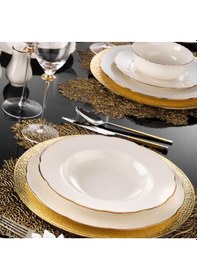 Resim Kütahya Porselen Bone Olympos Fileli 24 Parça Yemek Takımı Bakır 