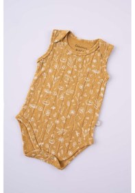 Resim Boumini Kolsuz Bebek Çıtçıtlı Atlet Müslin Bebek Body Bahar Çiçekli Hardal-hardal Hardal 