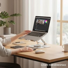 Resim Coverzone Notebook ve Laptop Uyumlu 360 Derece Dönen Stand, Ayarlanabilir Laptop Tutucu, Sağlam Tabanlı, Yüksekliği Ayarlanabilir Tutucu, Notebook Stant 747 