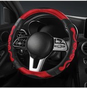 Resim Chuangyinshop Red Spor 15 İnç Direksiyon Kılıfı Napa Pu Deri Pembe Siyah Yılan Desenli Antiskid Nefes Alabilir Kırmızı 