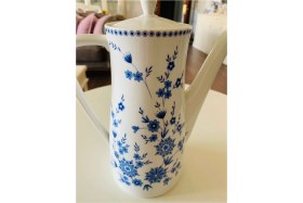Resim Feyza Design Mavi Çiçek Desenli Antika Porselen Kahve Demleme Potu 