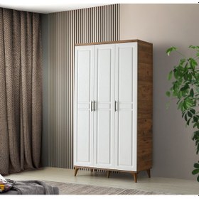 Resim GuneyStore Sport 3 Kapaklı Komple MDF Atlantik Çam-Beyaz Gardırop 