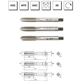 Resim Mte Makina Takım 5/8" Hss Mte Normu Usa Normal Vidalı 3'lü Takım Kılavuzu - Unc - B00100141587 