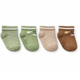 Resim SOLDE SOCKS 4’lü Bebek Pamuklu Günlük Çorap - Çizgili & Kaymaz Tabanlı, Kaliteli 