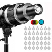 Resim GDX SN-02 120 MM Çaplı Optik Snoot Bowens Bağlantılı 35 Desen Kartlı 5 Renkli Filtreli 