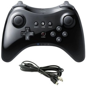Resim Siyah-kablosuz Klasik Pro Denetleyici Joystick Gamepad Usb Kablosu İle Nintendo Wii U Pro İçin Kablosuz Denetleyici 