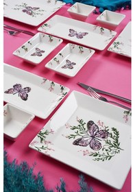 Resim Piatti Naturali 12 Parça 4 Kişilik Kelebek Kahvaltı Takımı Handmade Sunum Set Çok Renkli 