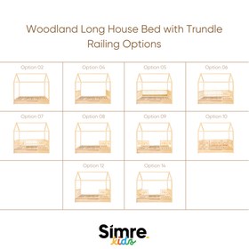 Resim Woodland Montessori Long House Bed with Trundle - US Twin XL / Option 7 