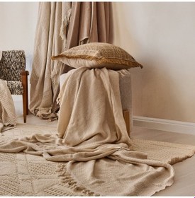 Resim Soft Koltuk Şalı - Beyaz - 180x210 Cm Çok Renkli 