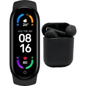Resim Siyah Akıllı Bileklik ve Bluetooth Kulaklık Seti, Ios ve Android Uyumlu 
