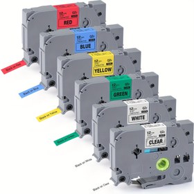 Resim 6'lı Paket P-Touch Bant 12mm 0.47 İnç Laminasyonlu TZ 231 Şeffaf/Beyaz/Mavi/Kırmızı/Sarı/Yeşil TZe Bant ile Uyumlu P-Touch PT-H110 D210 D400 1280 1800 Etiket Makinesi Yedek Parçası, Ofis Malzemeleri, Etiketleme Bantları, Dayanıklı Laminasyonlu, Yüksek Kaliteli Yapıştırıcı 