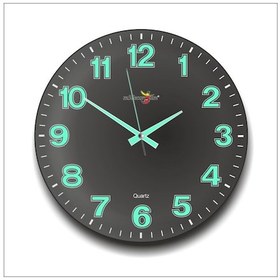 Resim Siyah Zeminli Bombe Camlı Gece Parlayan Fosforlu 35Cm Duvar Saati Siyah 