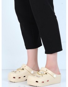 Resim Apella E800-6 Fiesta Bej Eva Kadın Taşlı Günlük Terlik Karışık Çok Renkli 