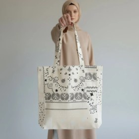 Resim Bordglow Kaliteli Bez Çanta Gabardin Plaj Çantası Büyük Boy Günlük Omuz Çantası Kalın Kumaş Tote Bag 