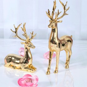 Resim Glam Stil Altın Geyik Heykelleri Seti 2 - Çeşitli Oda Dekoratif Figürleri, Plastikte, Anime Temalı, Ev, Kabinet, Bahçe Dekorasyonu için Mükemmel, Noel, Cadılar Bayramı, Şükran Günü, Sevgililer Günü ve Tüm Tatiller için Uygun 
