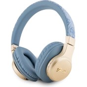 Resim Guess Orjinal Lisanslı Bluetooth Kulaklık Script Gold Serisi Metal Yazı Logolu 4g Desenli Mavi 