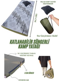 Resim Med Online Katlanabilir Kamp Yatağı 60 mm Su Geçirmez Taban Minder Taşınabilir Kılıf Çadır Mat 185x70x6 Cm 