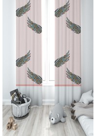 Resim Mekta Home Bebek Ve Çocuk Odası Büyük Renkli Kanat Desenli 2 Kanat Fon Perde 