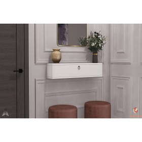 Resim Egecan Mobilya 60cm Beyaz Kapaklı Dresuar Salon Antre Hol Oturma Odası Askıda Kulplu Dolap Dresuar 