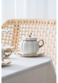 Resim Acar Betty Gold 2 Kişilik Standlı Mini Pasta Ve Kahve Fincan Takımı Kaı-07647 Gümüş-gri 