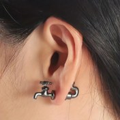Resim Parti için abartılı, çılgın dişi küpeler, punk gotik tarzda kişilik musluğu spiral küpe takıları 