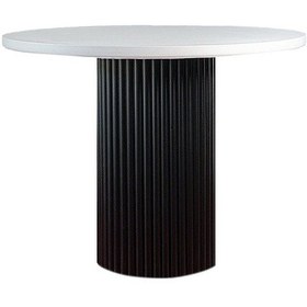 Resim Arya Yuvarlak Ahşap Bohem Masa 130x130 Siyah Beyaz 